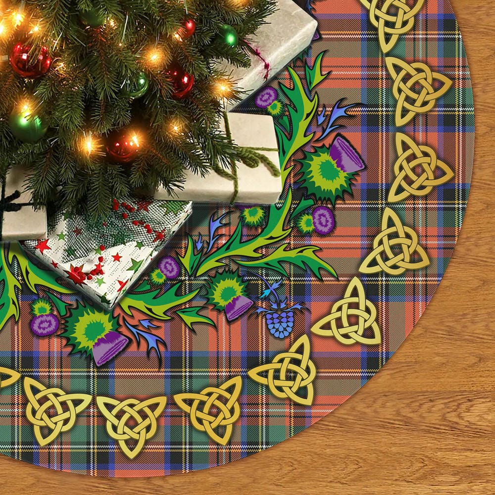 Scottish Stewart Royal Ancient Tartan Thistle Celtic Knot Christmas Tree Skirt - Image 2