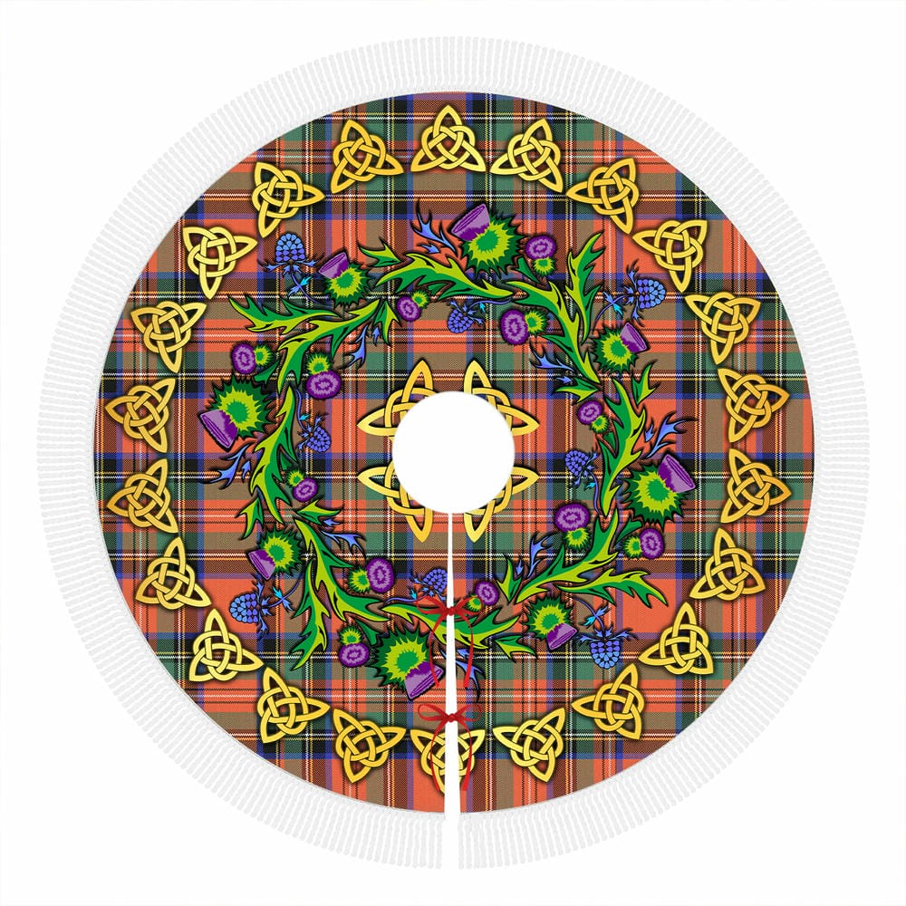 Scottish Stewart Royal Ancient Tartan Thistle Celtic Knot Christmas Tree Skirt - Image 4