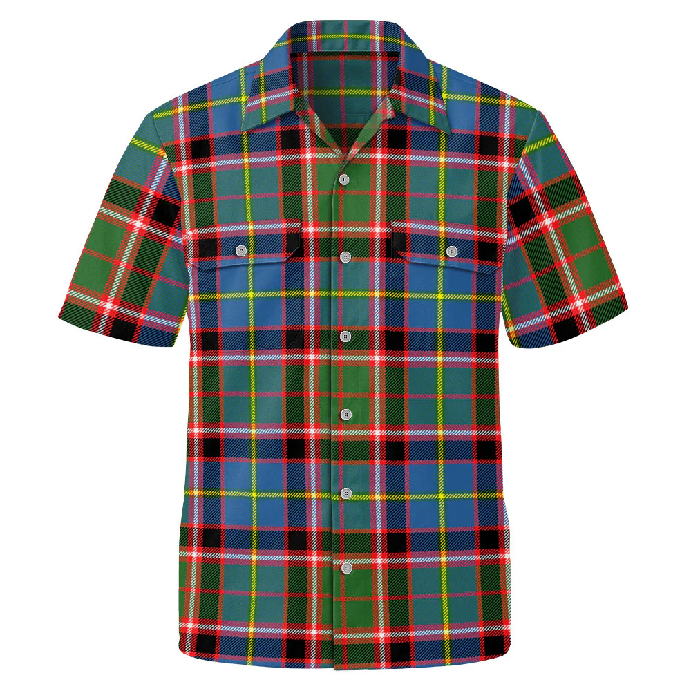 Scottish Stirling & Bannockburn District Clan Badge Tartan Short Sleeve Work Shirt