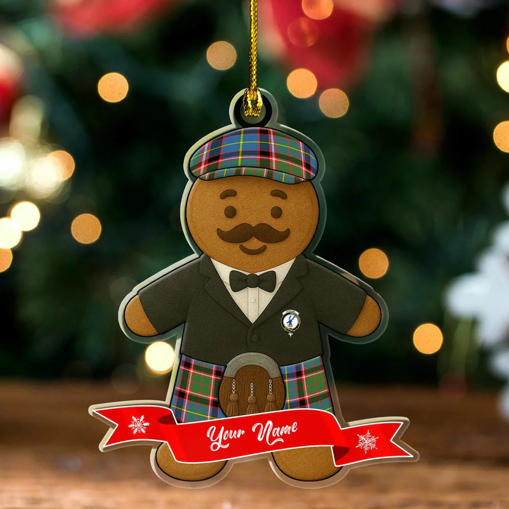 Scottish Stirling (of Cadder-Present Chief) Clan Badge Tartan Ornament Custom Gingerbread Scotsman
