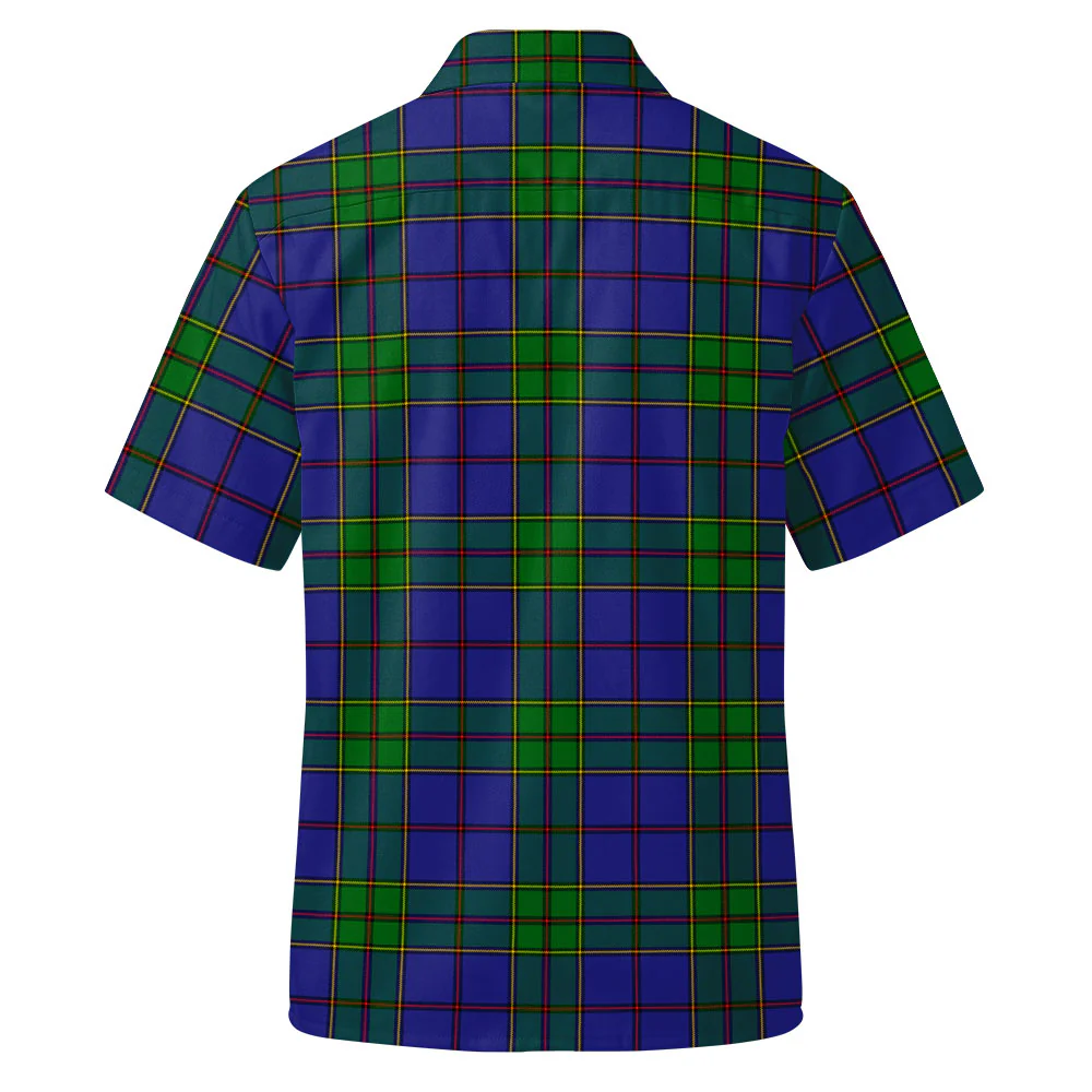 Scottish Strachan Clan Badge Tartan Short Sleeve Work Shirt - Image 3