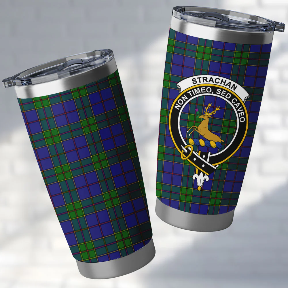 Scottish Strachan Clan Badge Tartan Tumbler