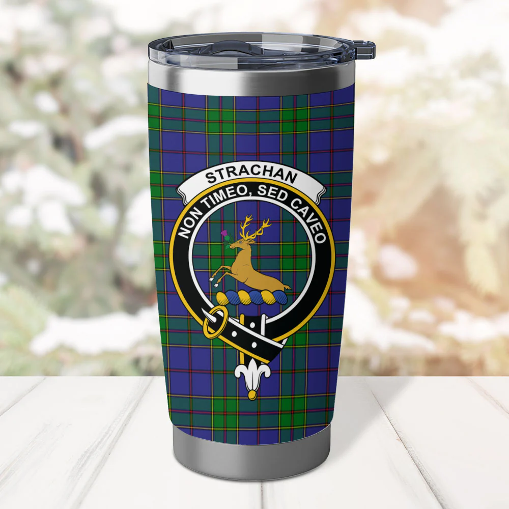 Scottish Strachan Clan Badge Tartan Tumbler - Image 2