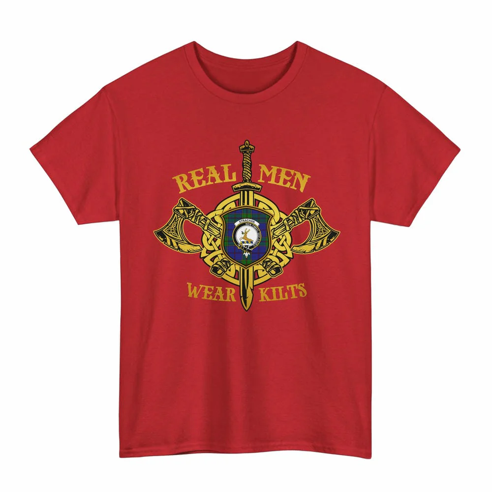 Scottish Strachan Clan Crest Tartan Unisex T-Shirt Real Men Wear Kilts - Image 3