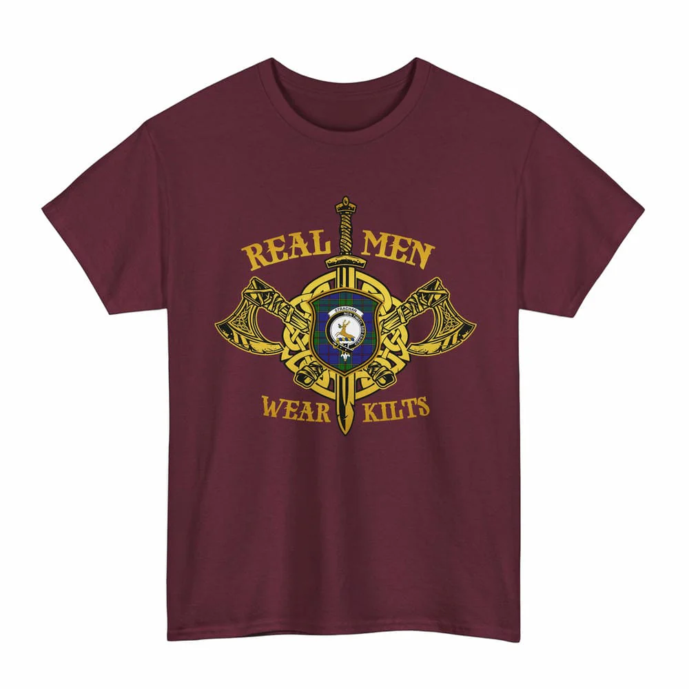 Scottish Strachan Clan Crest Tartan Unisex T-Shirt Real Men Wear Kilts - Image 4