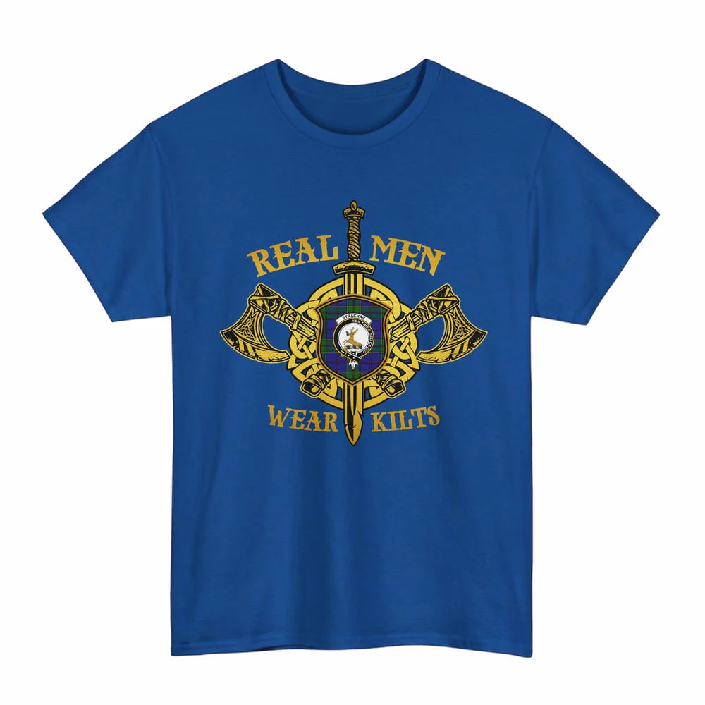 Scottish Strachan Clan Crest Tartan Unisex T-Shirt Real Men Wear Kilts - Image 5