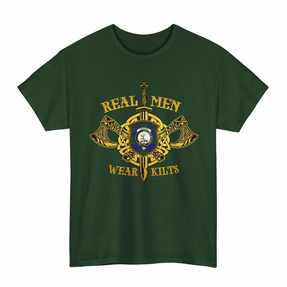 Scottish Strachan Clan Crest Tartan Unisex T-Shirt Real Men Wear Kilts - Image 6