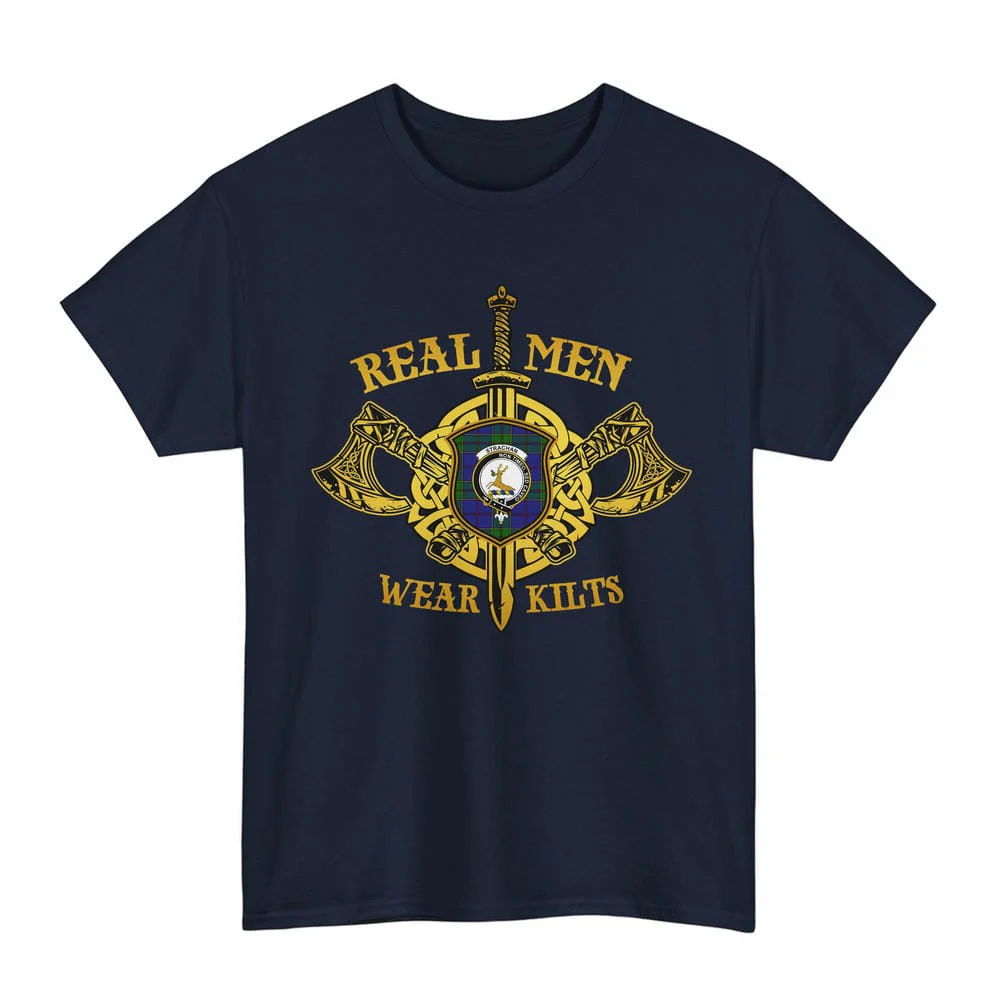 Scottish Strachan Clan Crest Tartan Unisex T-Shirt Real Men Wear Kilts - Image 7