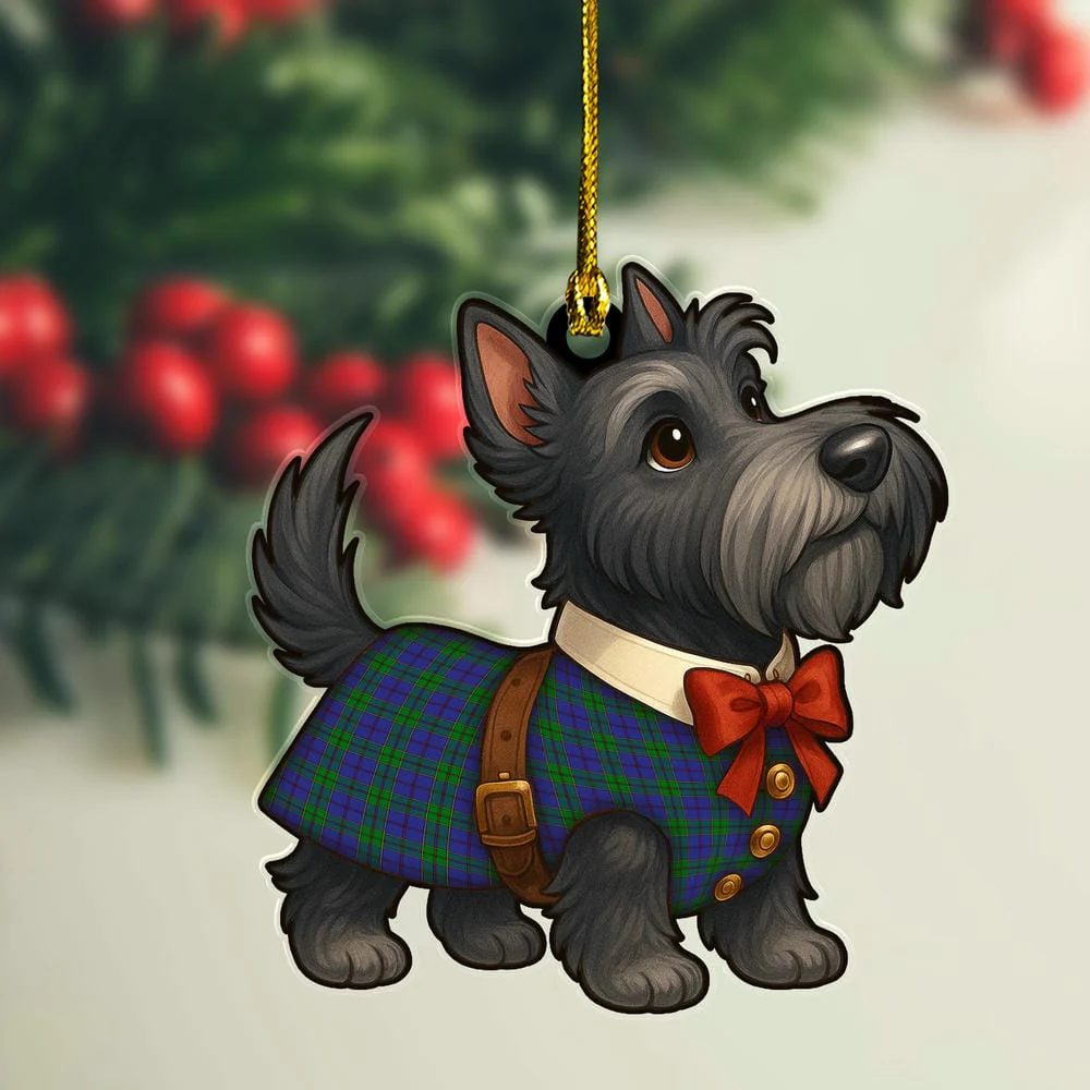 Scottish Strachan Tartan Ornament Scottie Dog