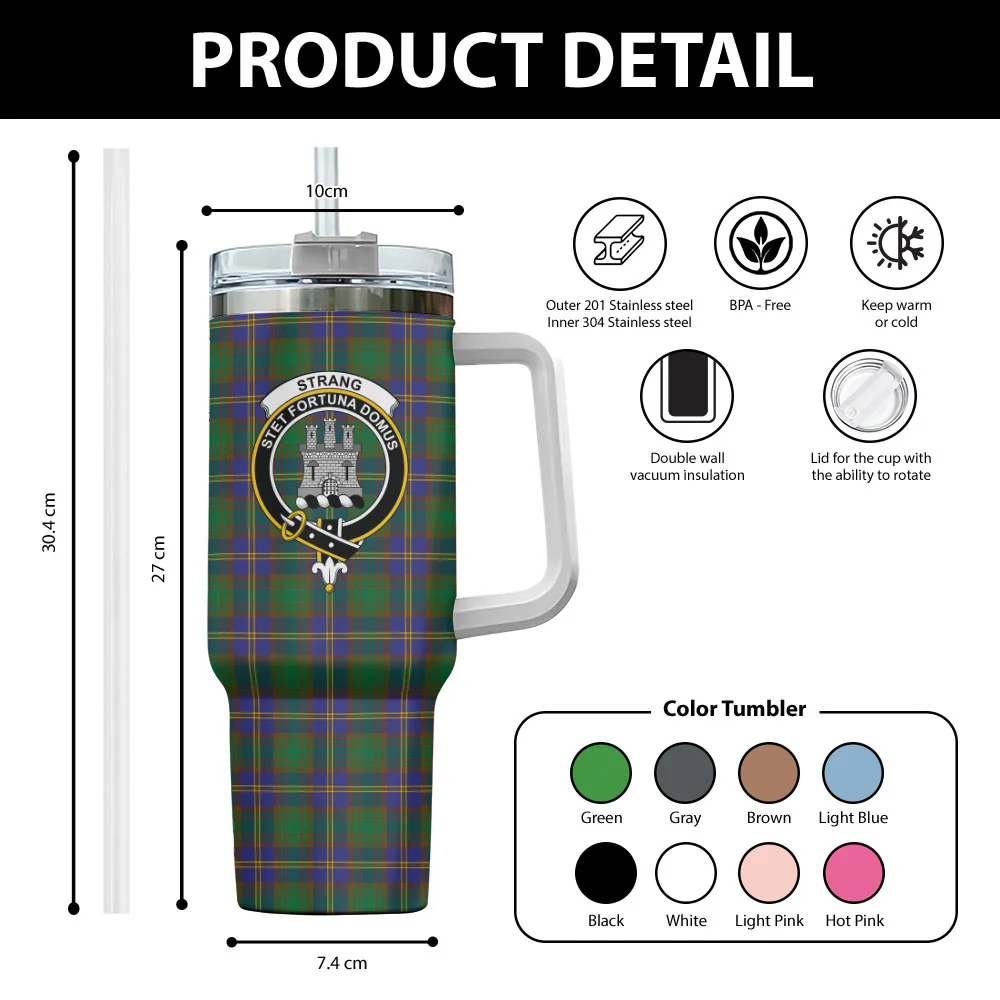 Scottish Strange of Balkaskie Clan Badge Tartan 40oz Tumbler - Image 2