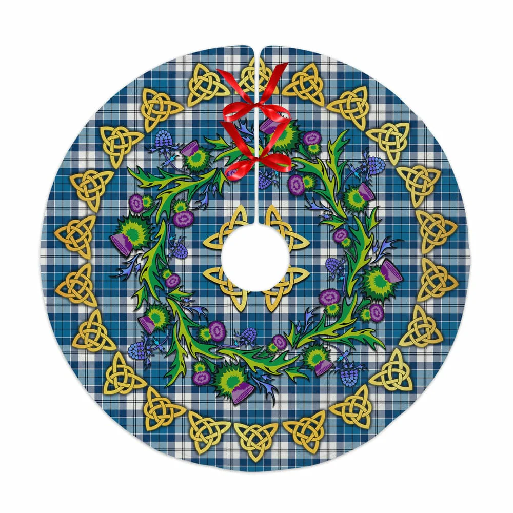 Scottish Strathclyde District Tartan Thistle Celtic Knot Christmas Tree Skirt