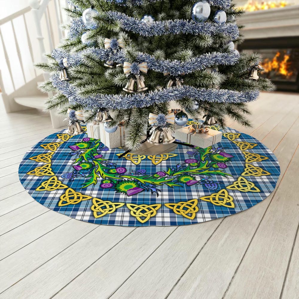 Scottish Strathclyde District Tartan Thistle Celtic Knot Christmas Tree Skirt - Image 3