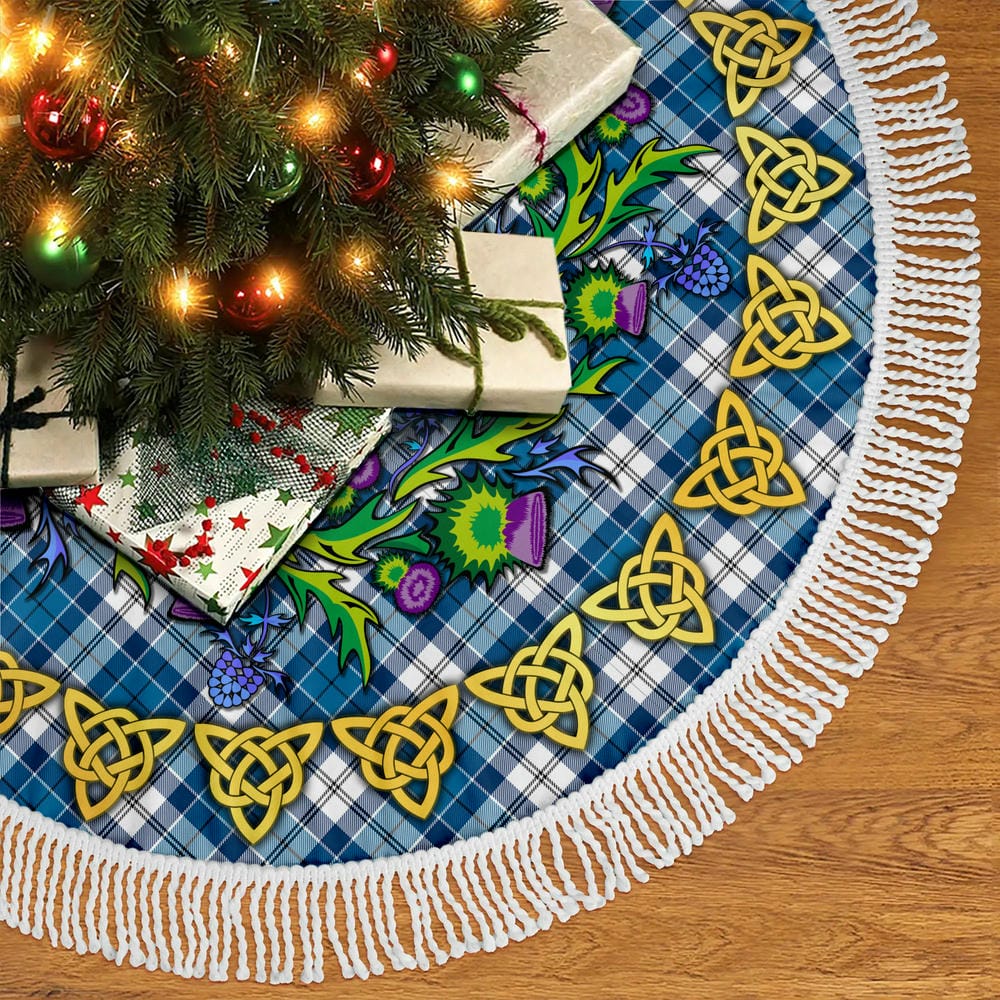 Scottish Strathclyde District Tartan Thistle Celtic Knot Christmas Tree Skirt - Image 5
