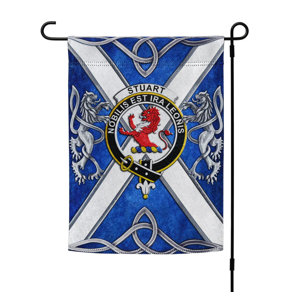 Scottish Stuart Clan Badge Garden Flag Silver Rampant Lion Emblem