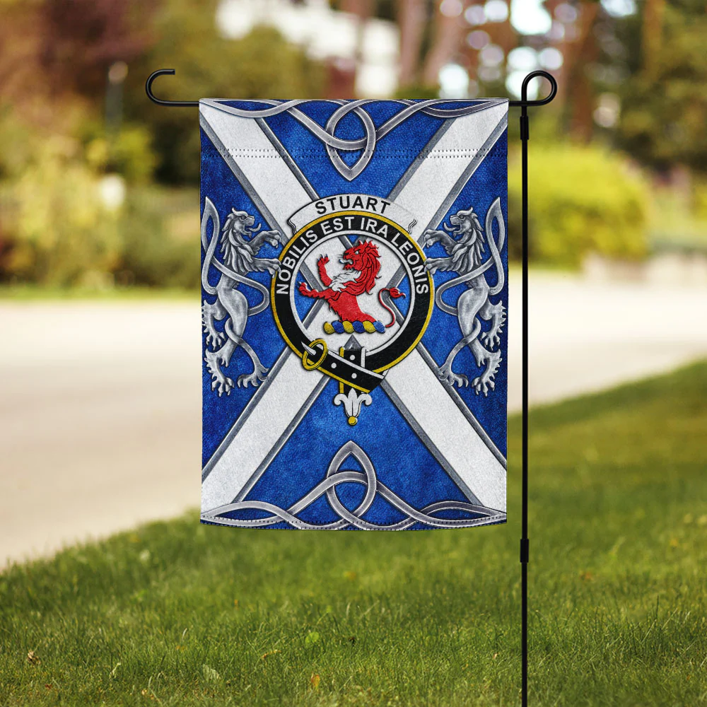 Scottish Stuart Clan Badge Garden Flag Silver Rampant Lion Emblem - Image 3
