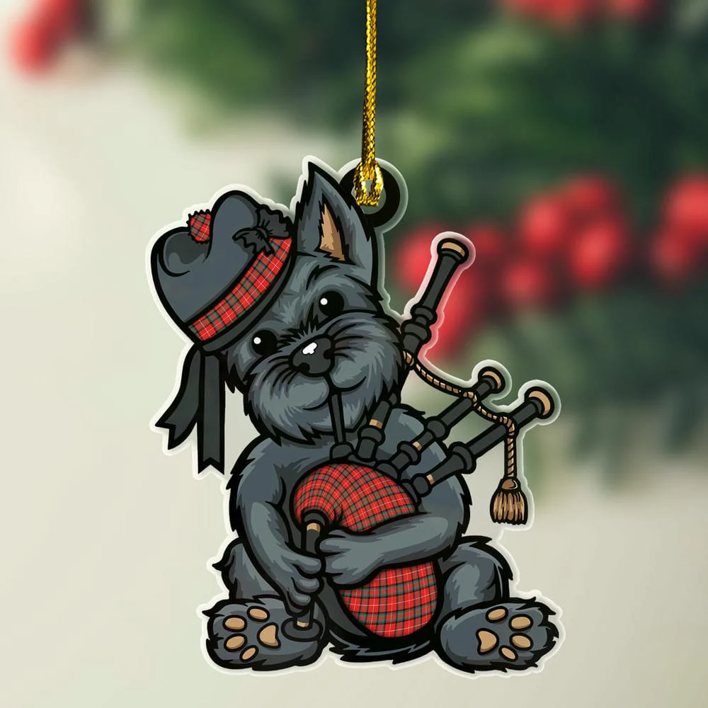 Scottish Stuart of Bute Tartan Ornament Scottish Terrier Plays The Bagpipes