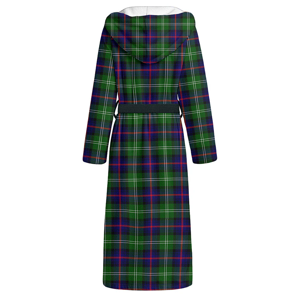 Scottish Sutherland Modern Clan Badge Tartan Flannel Hooded Bathrobe - Image 2