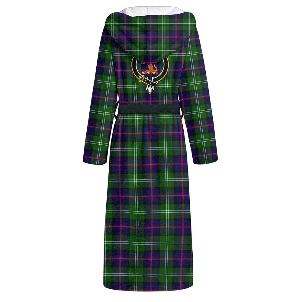 Scottish Sutherland Modern Clan Badge Tartan Flannel Hooded Bathrobe - Image 3