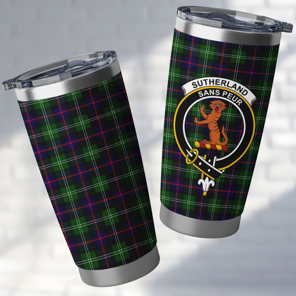 Scottish Sutherland Modern Clan Badge Tartan Tumbler