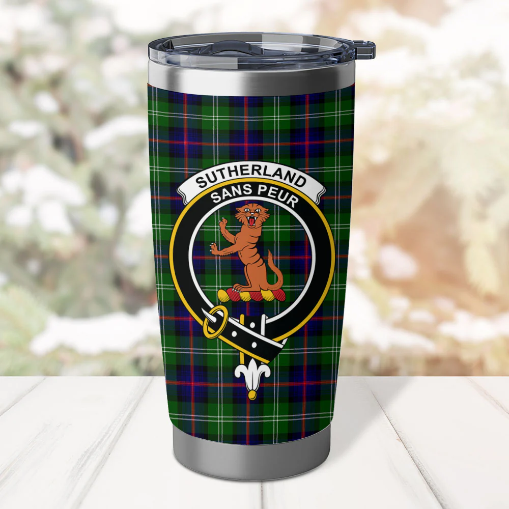 Scottish Sutherland Modern Clan Badge Tartan Tumbler - Image 2