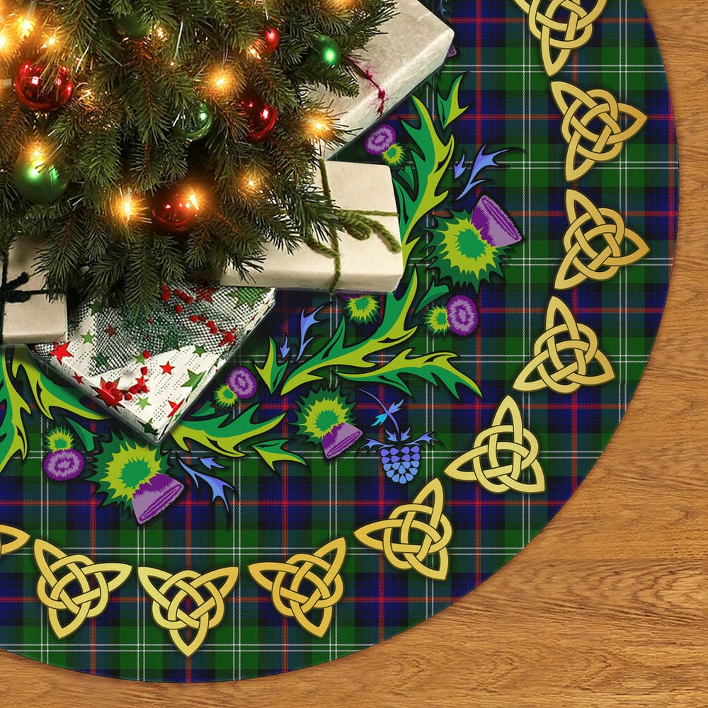 Scottish Sutherland Modern Tartan Thistle Celtic Knot Christmas Tree Skirt - Image 2