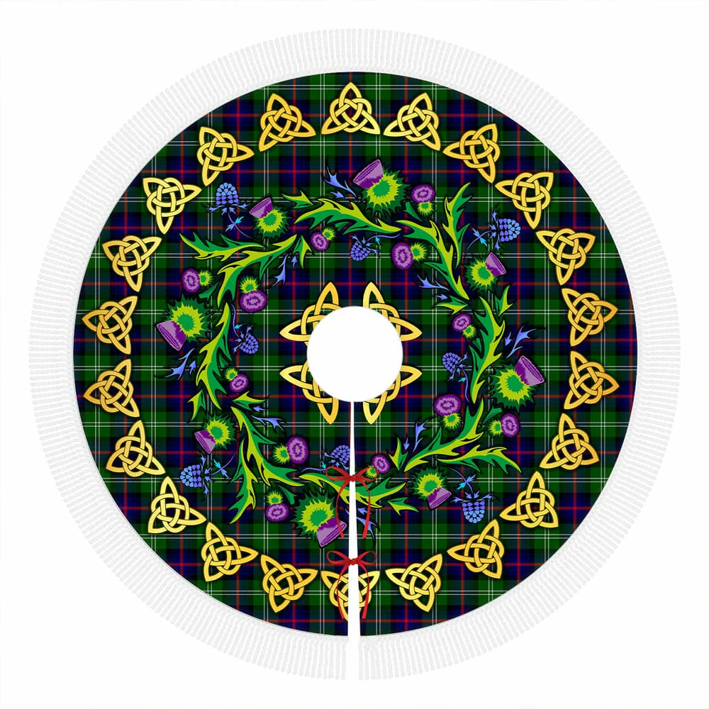 Scottish Sutherland Modern Tartan Thistle Celtic Knot Christmas Tree Skirt - Image 4