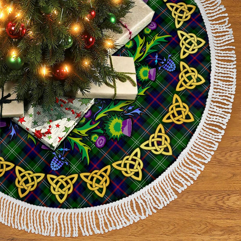 Scottish Sutherland Modern Tartan Thistle Celtic Knot Christmas Tree Skirt - Image 5