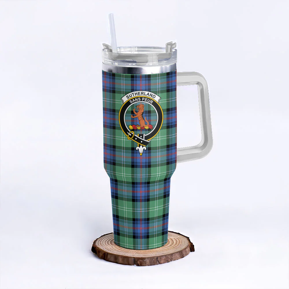 Scottish Sutherland Old Ancient Clan Badge Tartan 40oz Tumbler