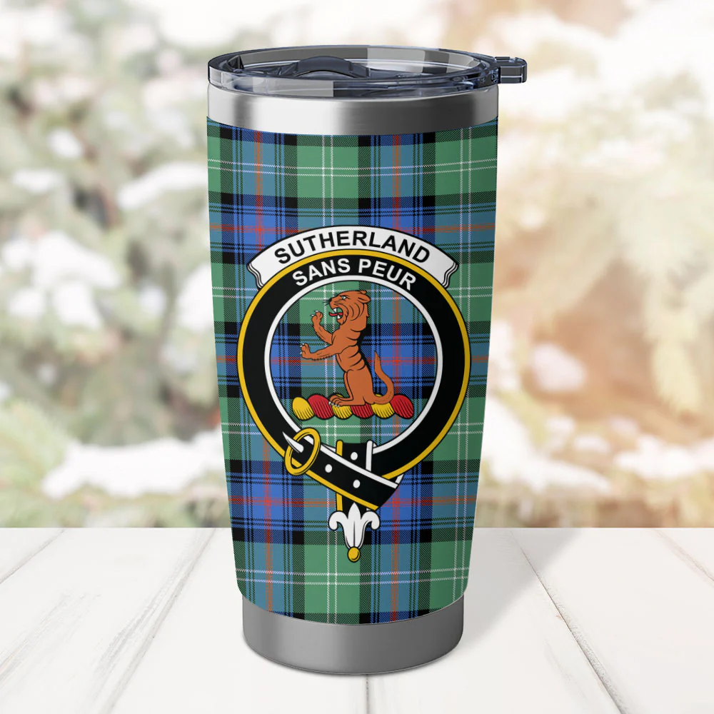 Scottish Sutherland Old Ancient Clan Badge Tartan Tumbler - Image 2