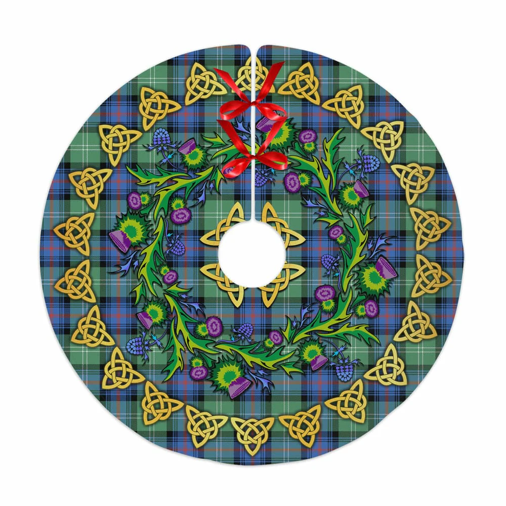 Scottish Sutherland Old Ancient Tartan Thistle Celtic Knot Christmas Tree Skirt