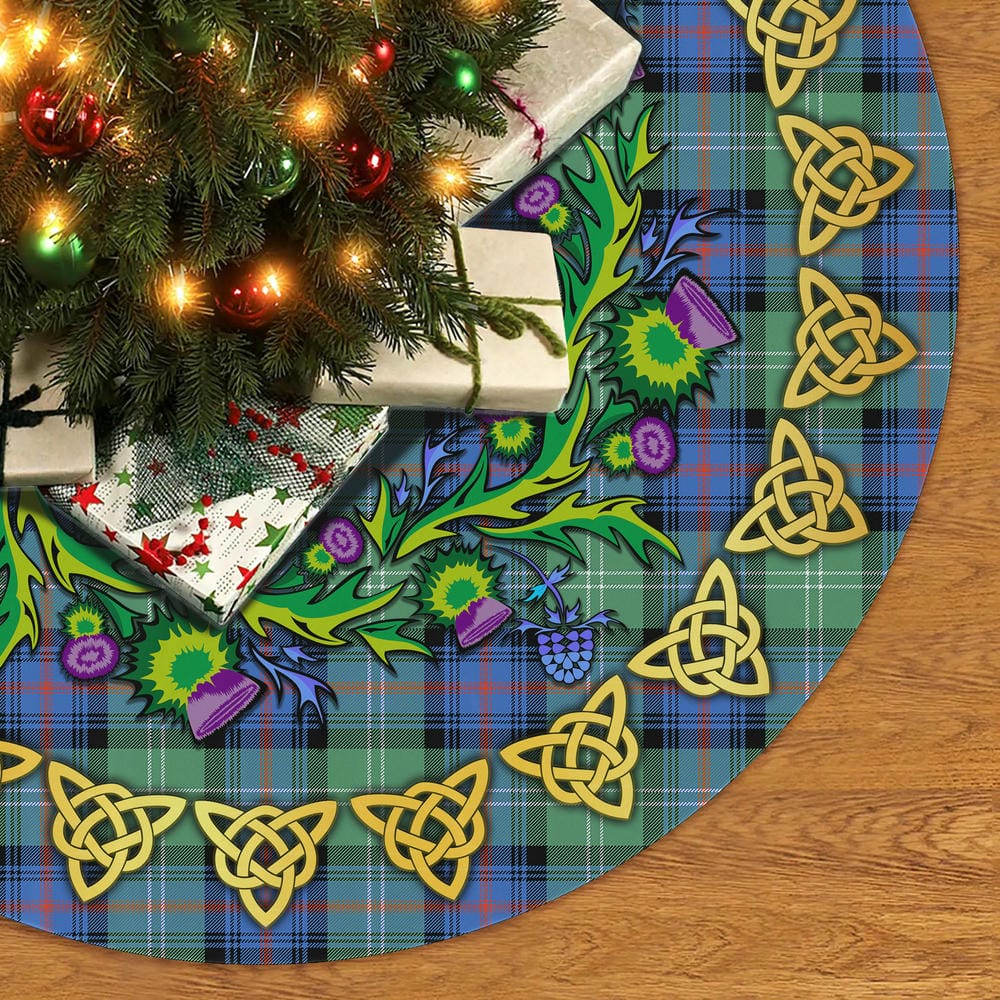 Scottish Sutherland Old Ancient Tartan Thistle Celtic Knot Christmas Tree Skirt - Image 2