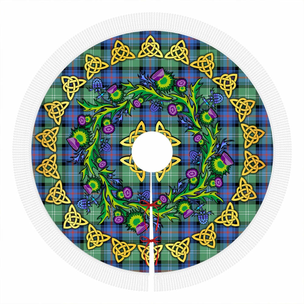Scottish Sutherland Old Ancient Tartan Thistle Celtic Knot Christmas Tree Skirt - Image 4