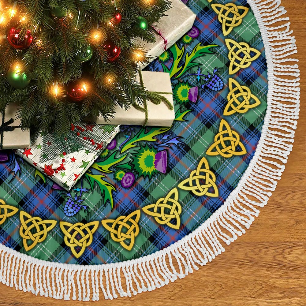 Scottish Sutherland Old Ancient Tartan Thistle Celtic Knot Christmas Tree Skirt - Image 5
