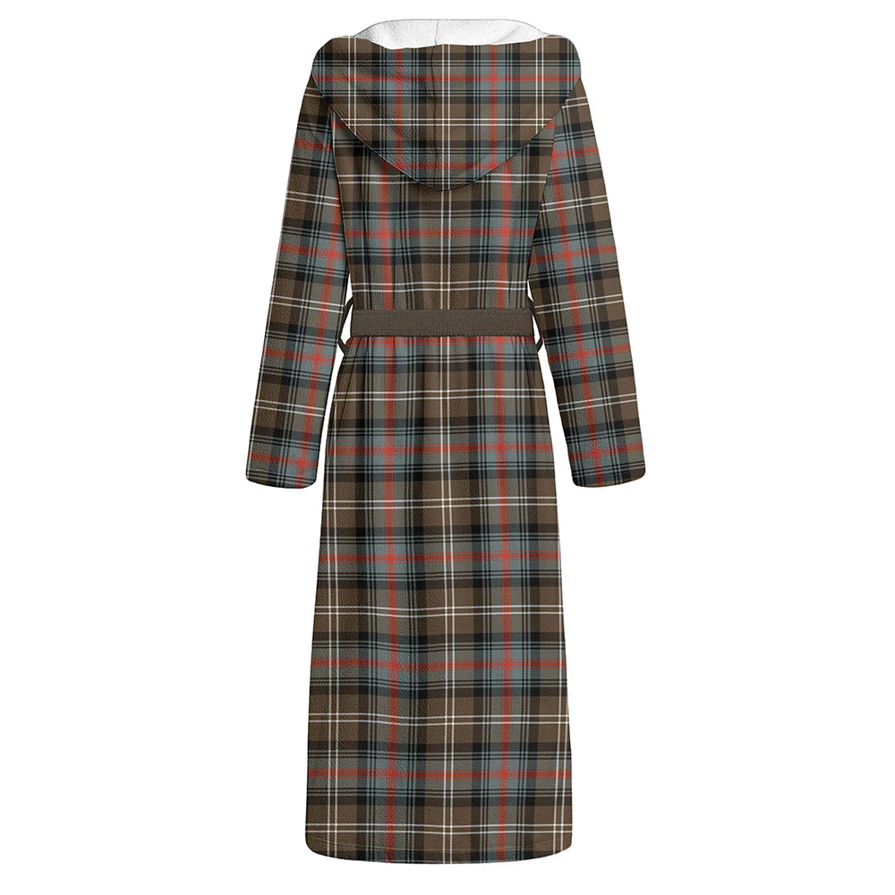 Scottish Sutherland Weathered Clan Badge Tartan Flannel Hooded Bathrobe - Image 2