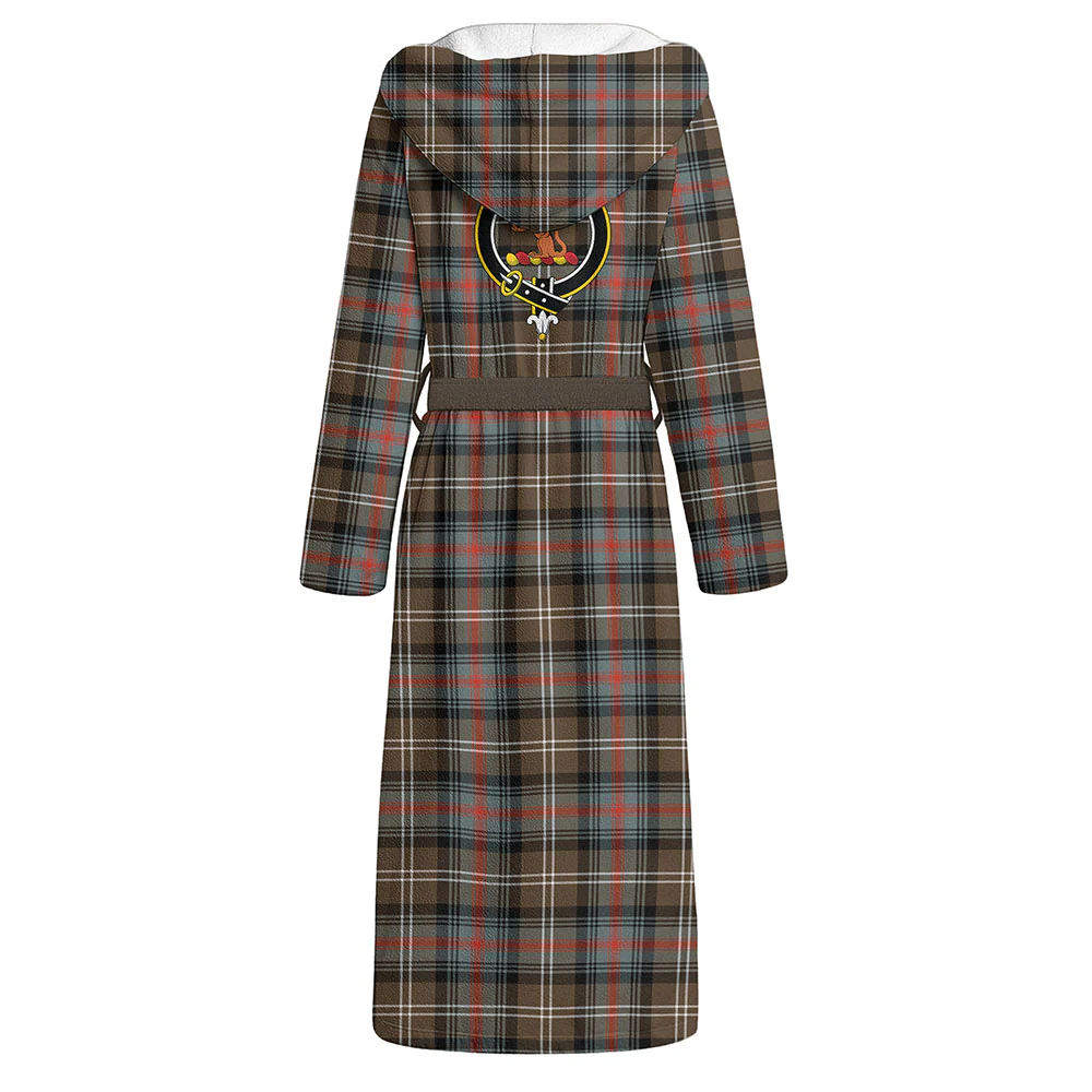 Scottish Sutherland Weathered Clan Badge Tartan Flannel Hooded Bathrobe - Image 3