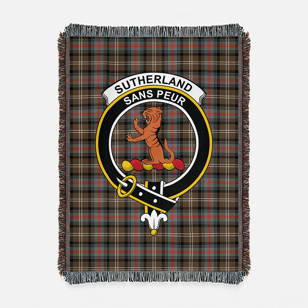 Scottish Sutherland Weathered Clan Badge Tartan Woven Blanket - Image 2