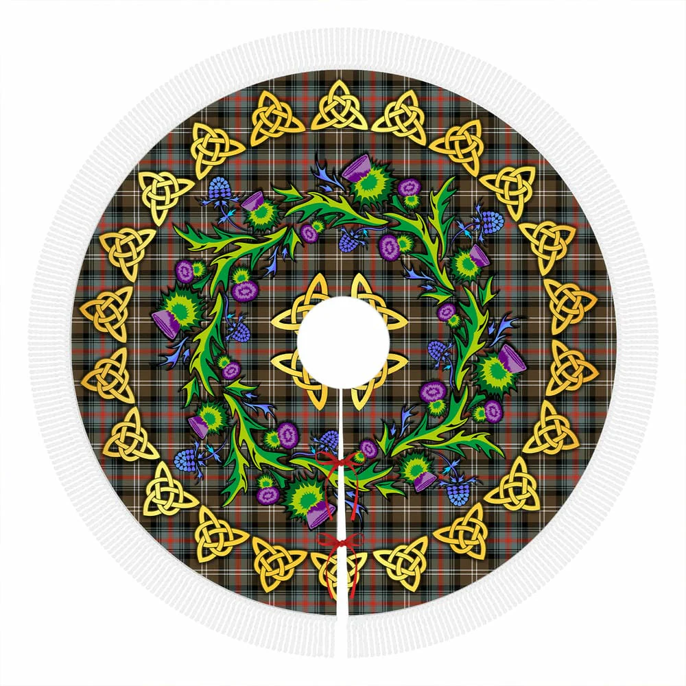 Scottish Sutherland Weathered Tartan Thistle Celtic Knot Christmas Tree Skirt - Image 4
