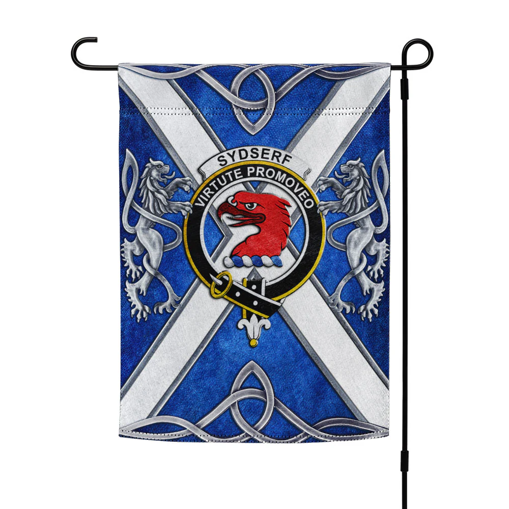 Scottish Sydserf (or Sideserf) Clan Badge Garden Flag Silver Rampant Lion Emblem