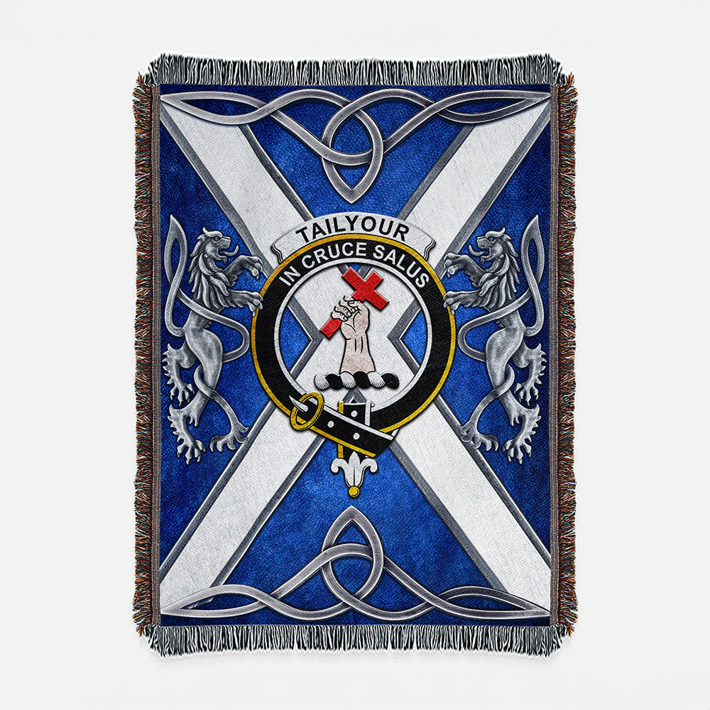 Scottish Tailyour (or Taylor) Clan Badge Woven Blanket Silver Rampant Lion Emblem