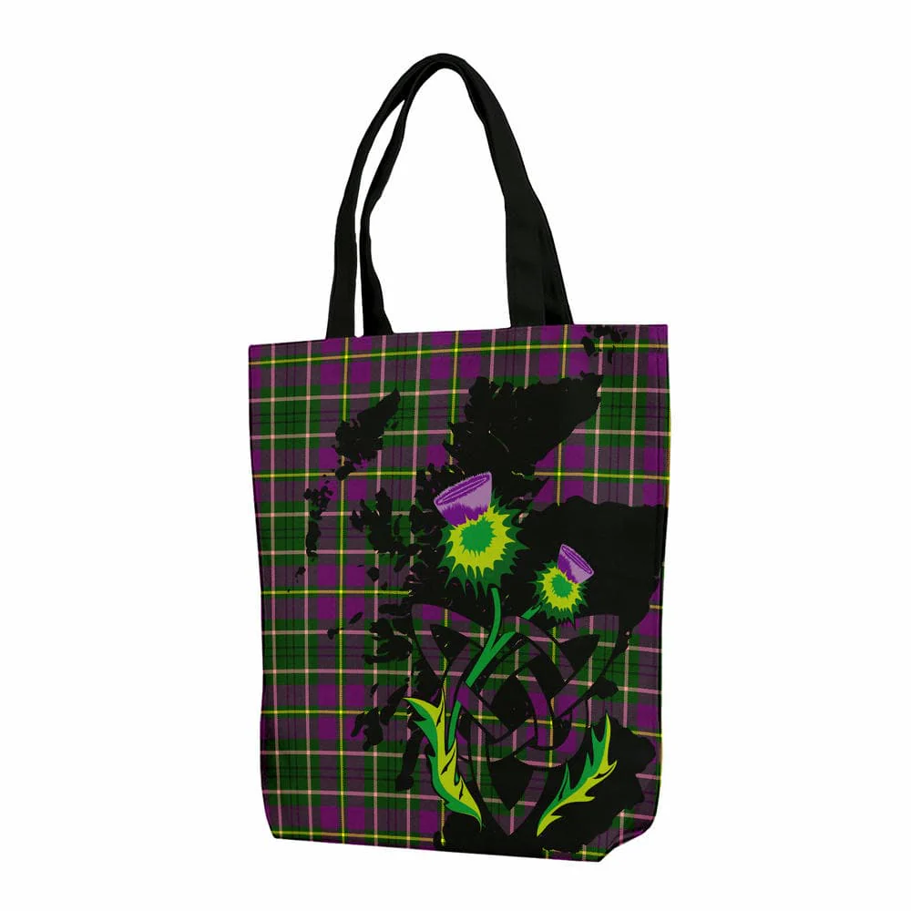 Scottish Taylor Tartan Canvas Bag With Shoulder Strap With Thistle