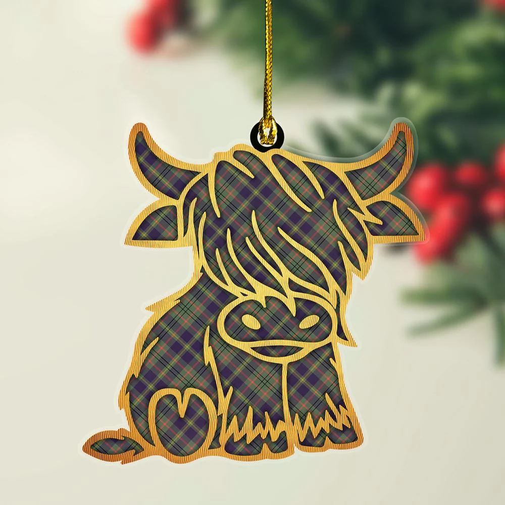 Scottish Taylor Weathered Tartan Highland Cow Ornament