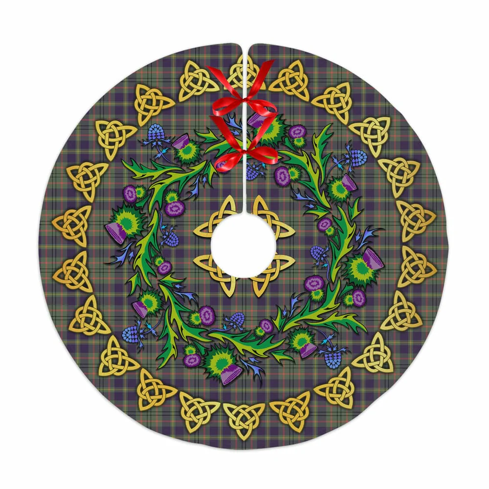 Scottish Taylor Weathered Tartan Thistle Celtic Knot Christmas Tree Skirt
