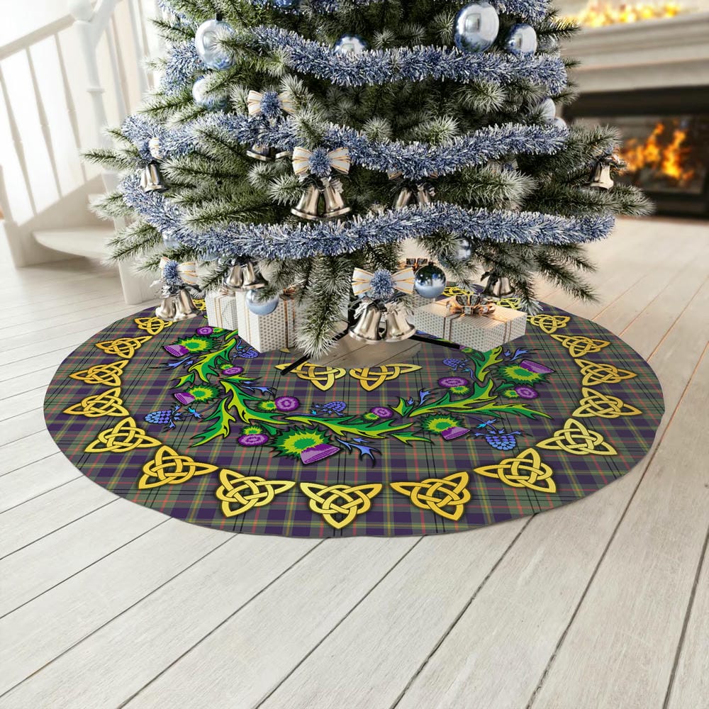 Scottish Taylor Weathered Tartan Thistle Celtic Knot Christmas Tree Skirt - Image 3