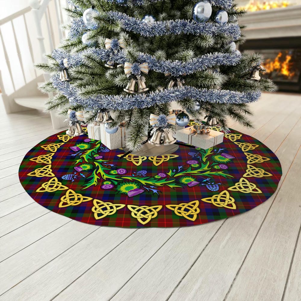 Scottish Tennant Tartan Thistle Celtic Knot Christmas Tree Skirt - Image 3