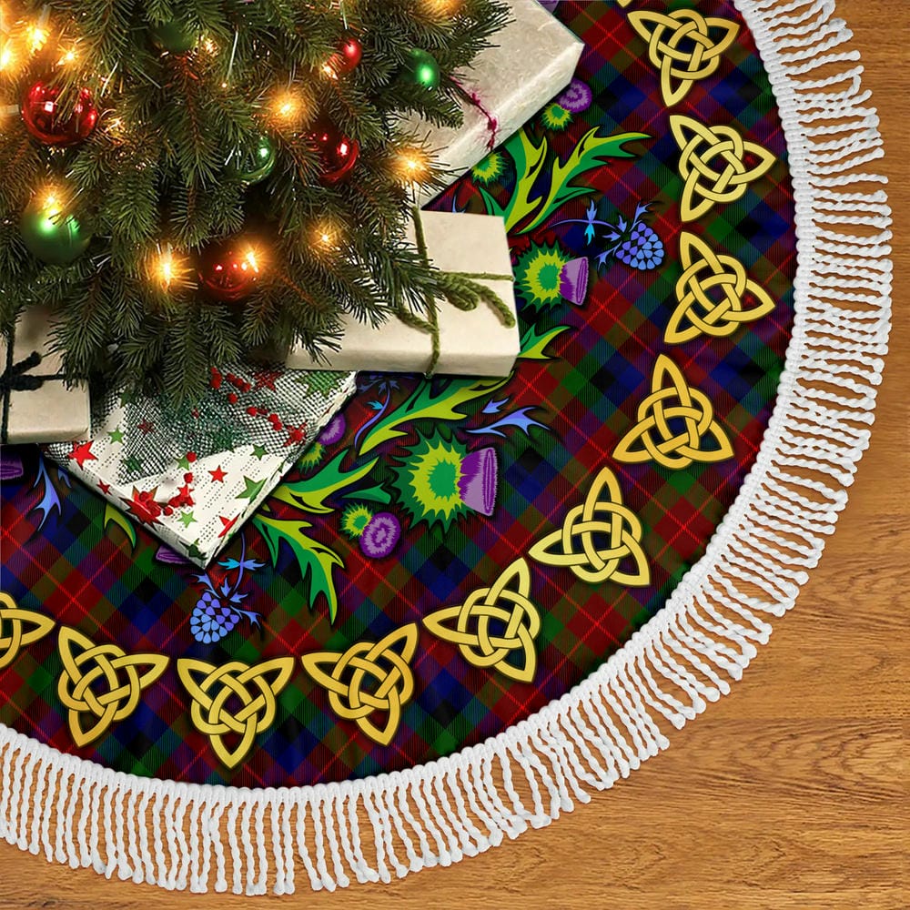 Scottish Tennant Tartan Thistle Celtic Knot Christmas Tree Skirt - Image 5