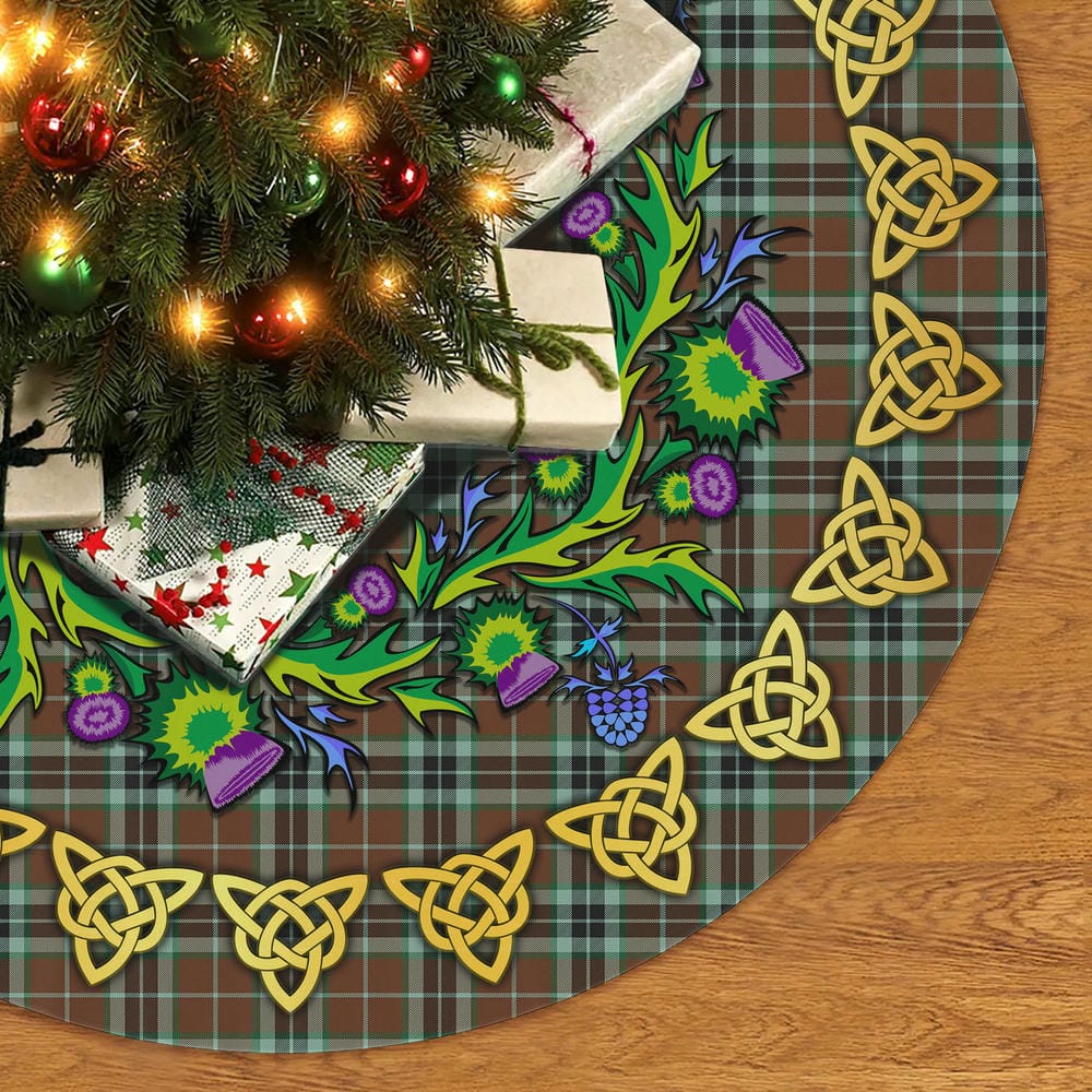 Scottish Thomson Hunting Modern Tartan Thistle Celtic Knot Christmas Tree Skirt - Image 2