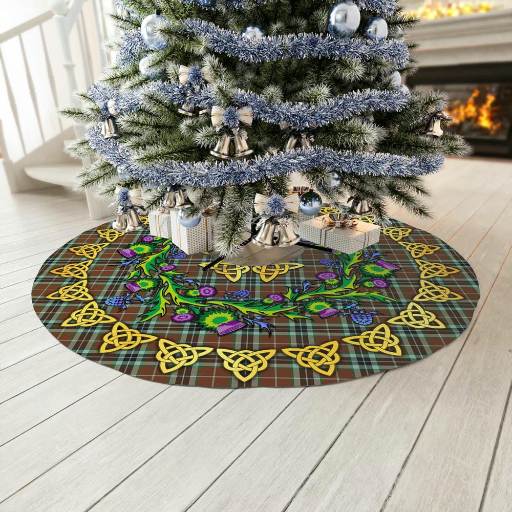 Scottish Thomson Hunting Modern Tartan Thistle Celtic Knot Christmas Tree Skirt - Image 3
