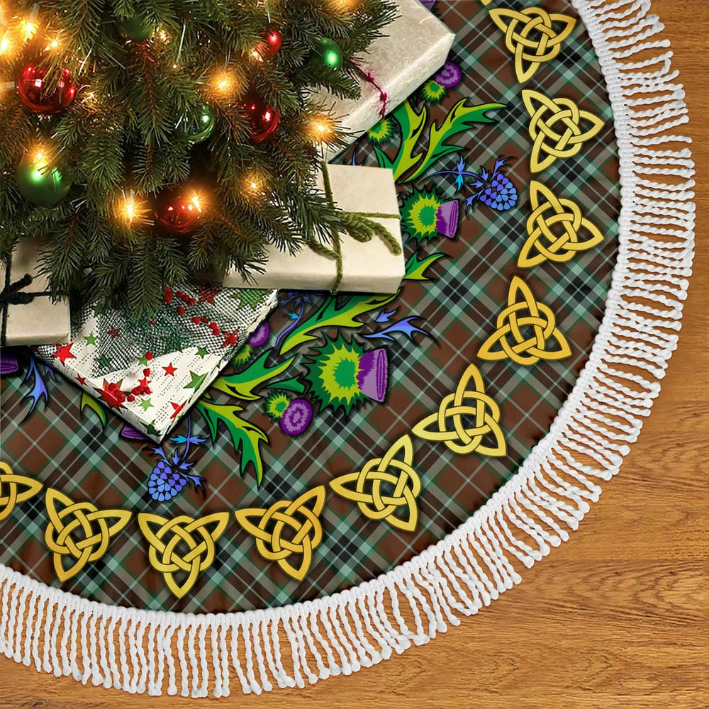 Scottish Thomson Hunting Modern Tartan Thistle Celtic Knot Christmas Tree Skirt - Image 5