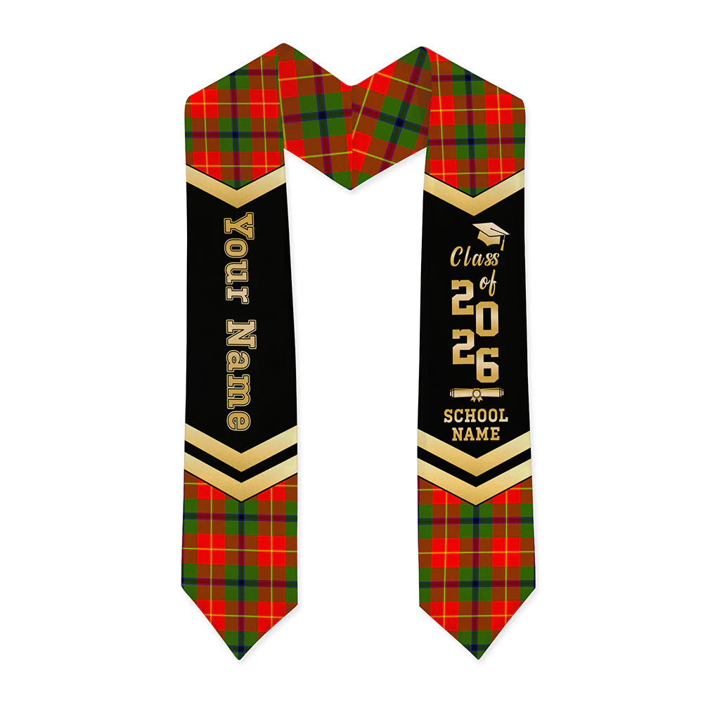 Scottish Turnbull Dress Clan Badge Tartan Graduation Stole Black Gold Honor - Image 3