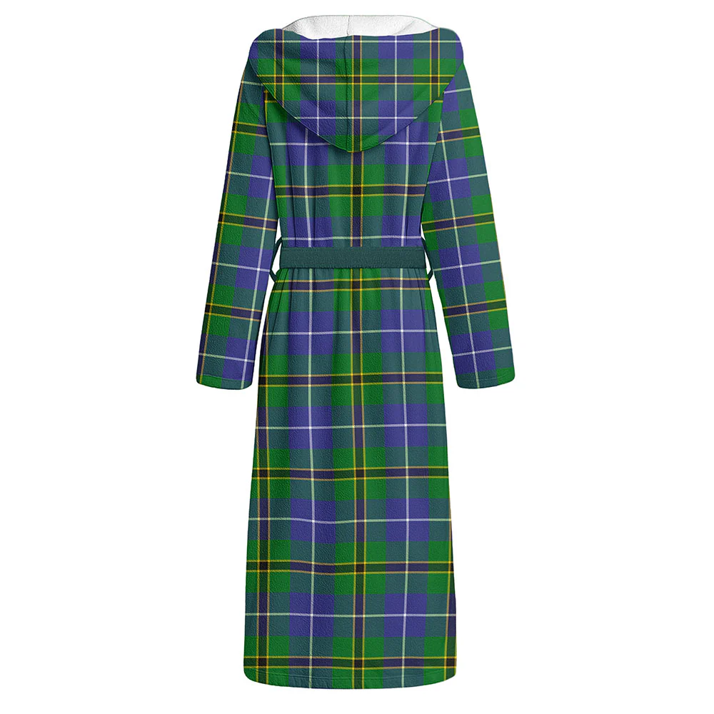 Scottish Turnbull Hunting Clan Badge Tartan Flannel Hooded Bathrobe - Image 2